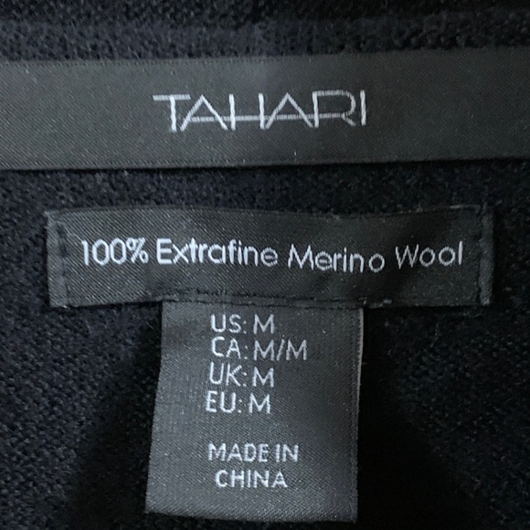 Black Tahari 100% Merino Wool Drape Open Cardigan - Picture 5 of 9